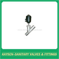 Sanitary welded plastic pneumatic angle seat valve